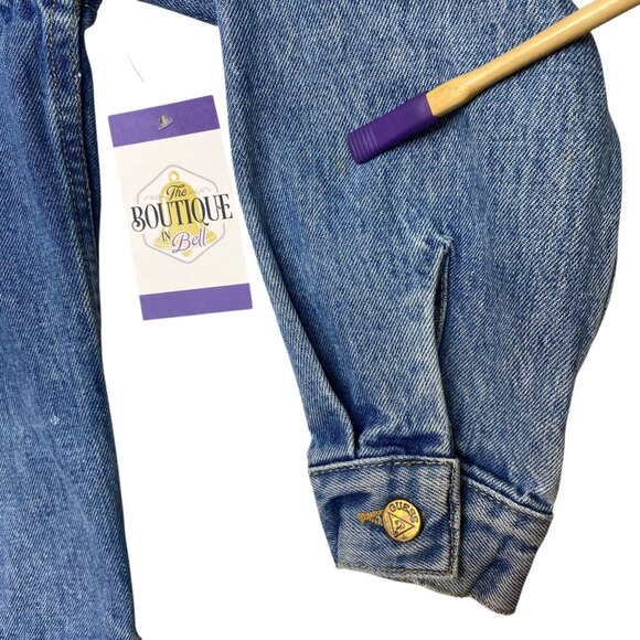 Vtg 80s Guess George Marciano Jean Trucker Jacket M Denim USA 1986 Preppy Cowboy - Picture 6 of 16